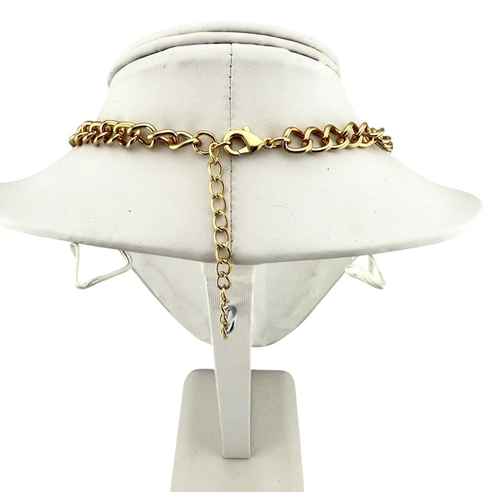 Elegant Iridescent Gold Tone Crystal Statement Necklace - Picture 10 of 12